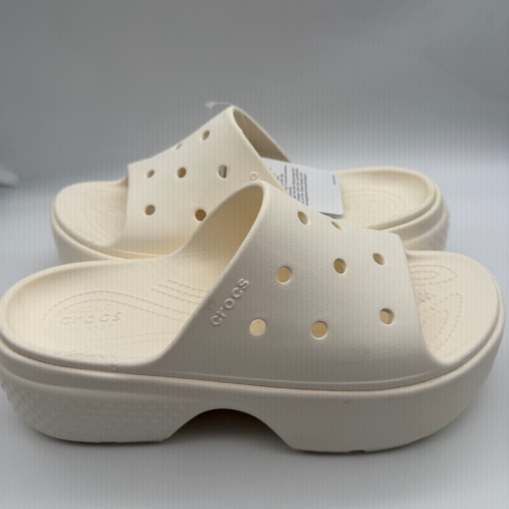 Crocs White Iconic Comfort Stomp Platform Slides - Size 9 Men’s, 11 Women’s NEW